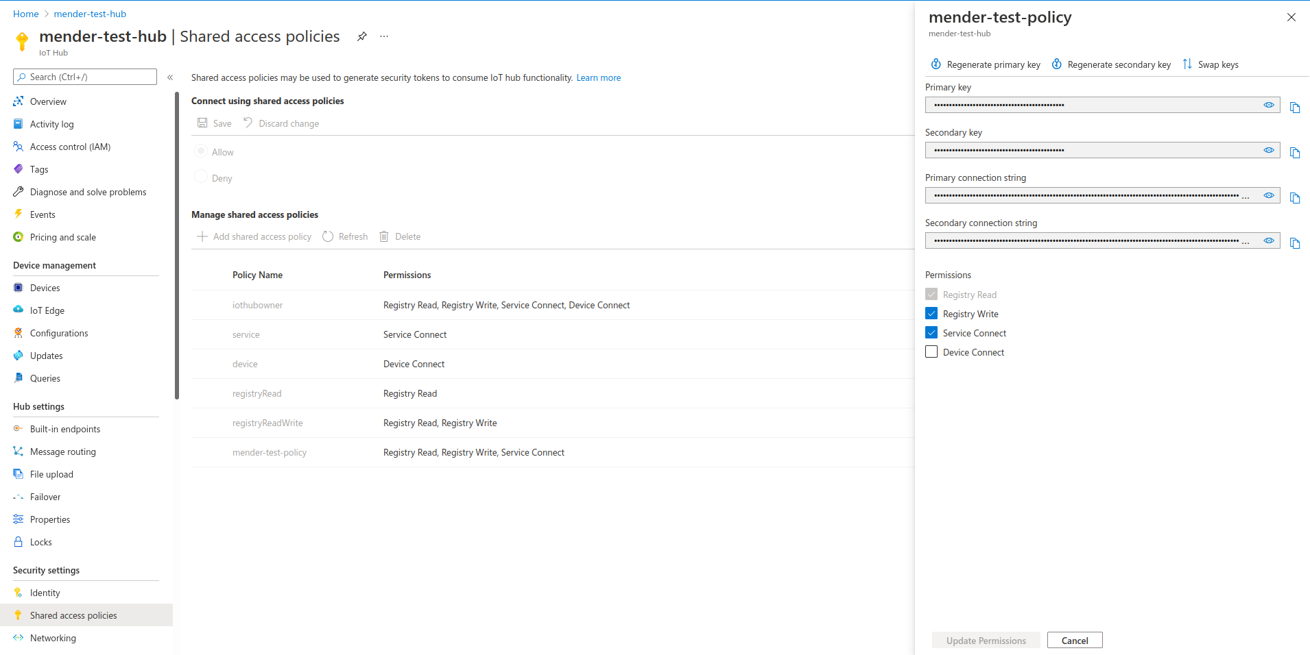 Shared access policies
